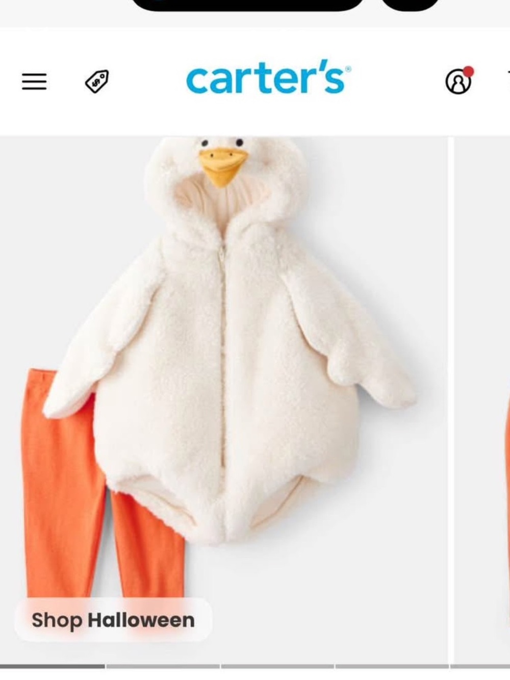 NWT Carters Chicken Costume 3-6month
